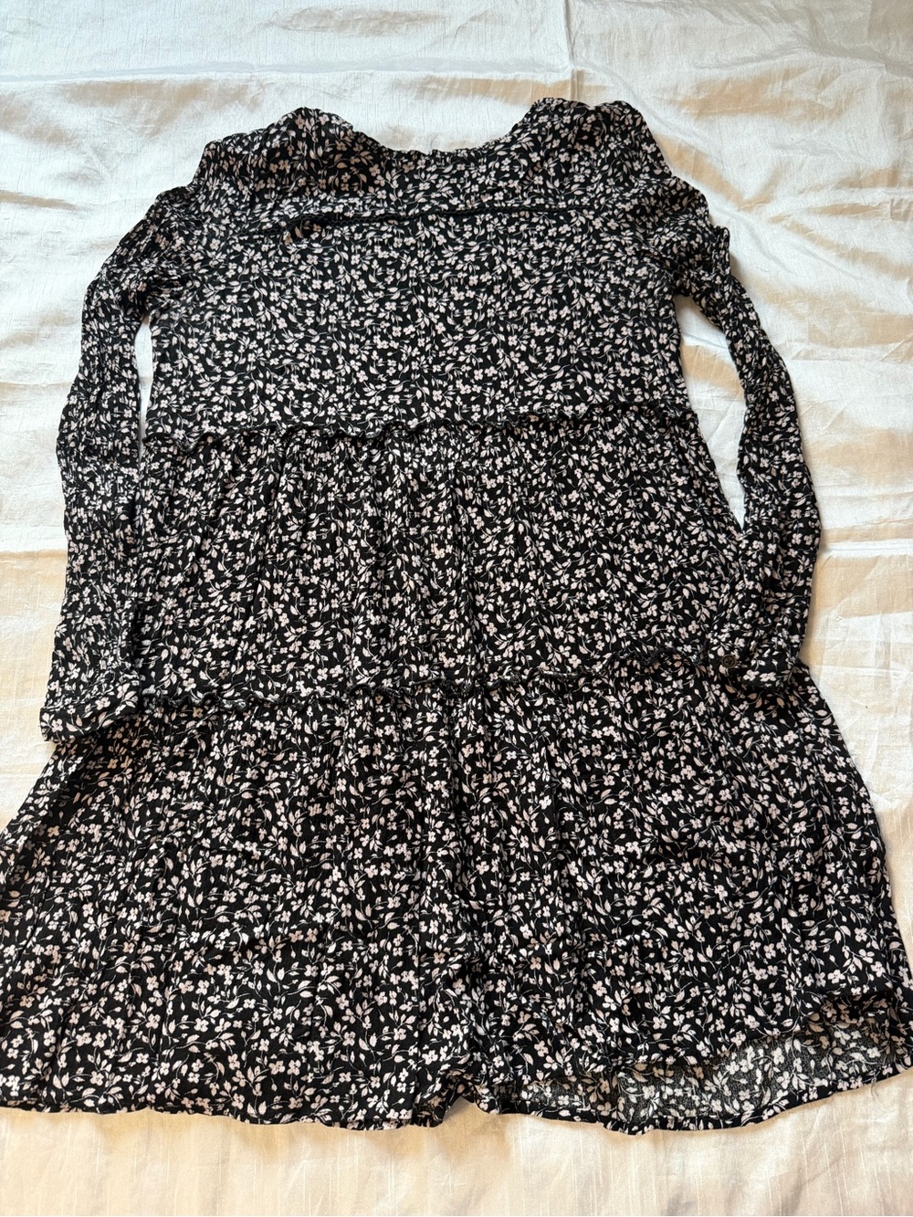 Nox Rose Women’s Black Floral Long Sleeve Tiered Dress Size Large